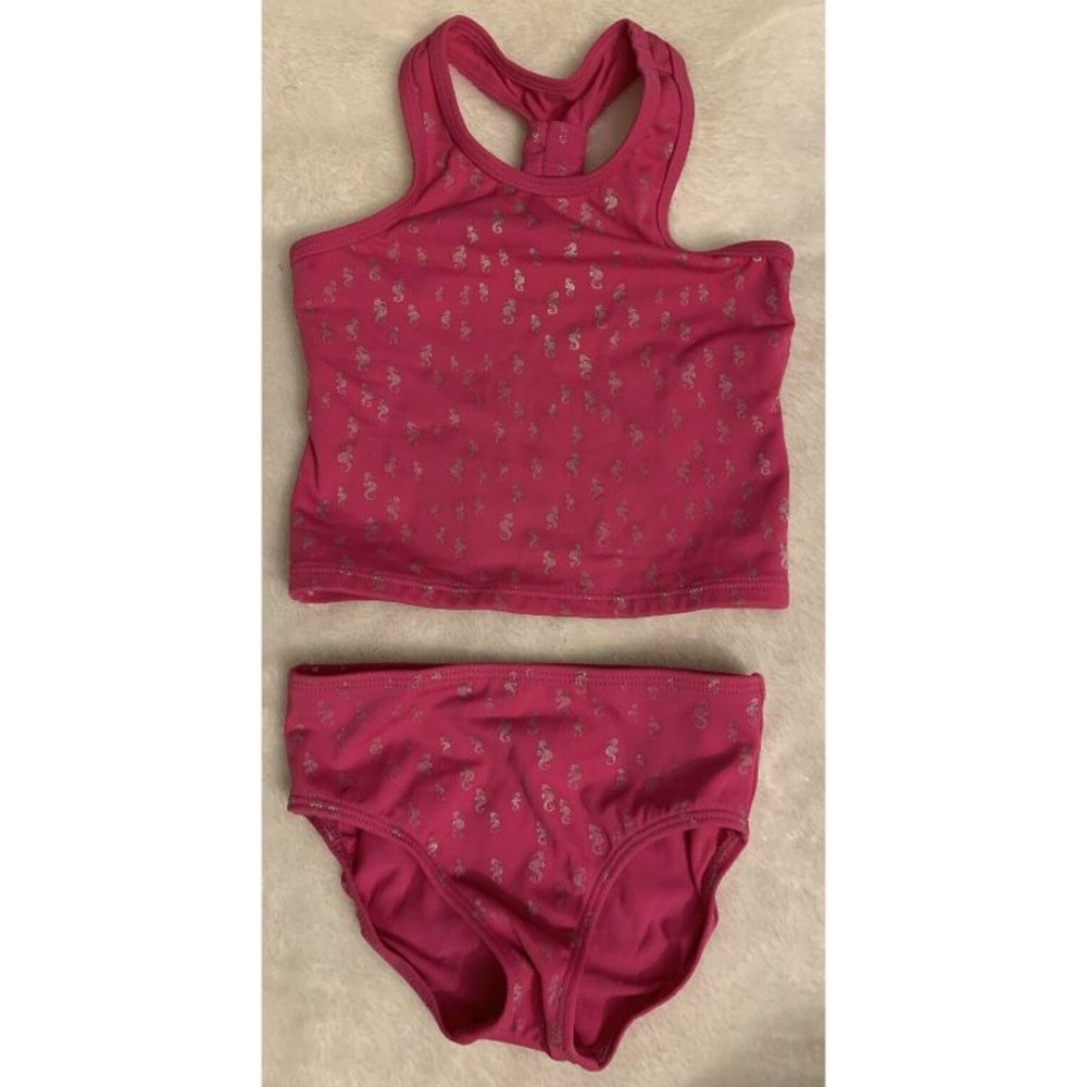 Lands End Girls Tankini Pink Seahorses 2 Piece 4